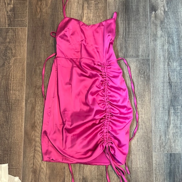Showpo. Dresses & Skirts - Showpo silk pink dress lace up back worn once size 0